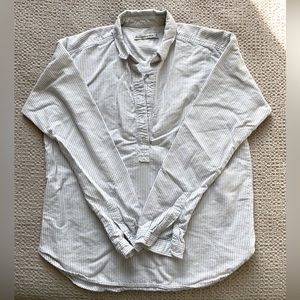 Abercrombie White & Grey Striped Popover Collared Shirt